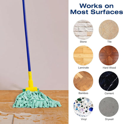 Matthew Cleaning Microfiber Tube Mop(Meduim,Blue,3Pack) Heavy Duty Mop Head Replacement,Excellent Absorbency,Premium launderability,Reusable,Loop end for Home,Commercial&Industrial Use