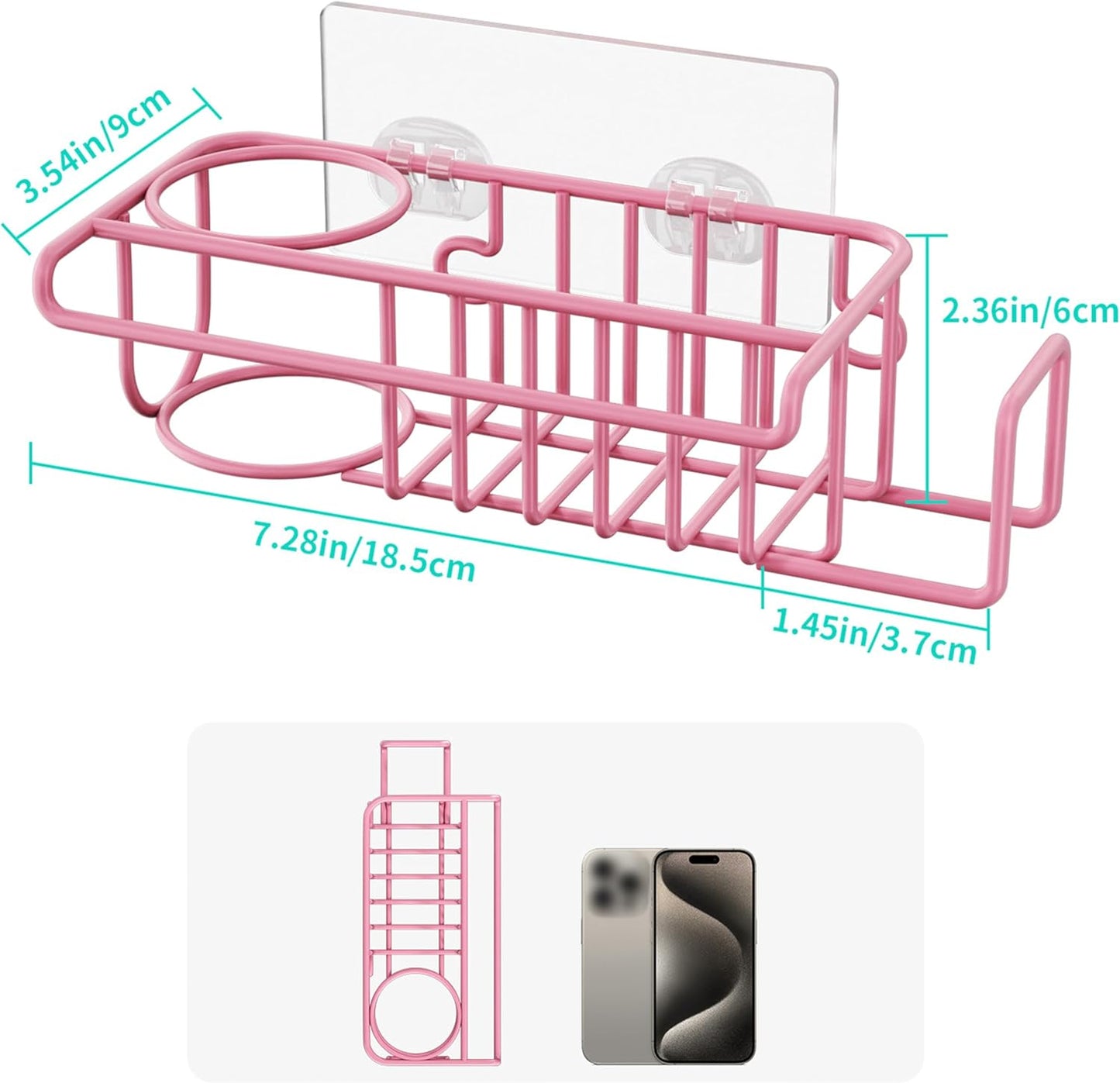 HapiRm 4 in 1 Kitchen Organizers and Storage, SUS304 Stainless Steel Brush Holder + Dish Cloth Hanger + Soap Rack + Sink Stopper Rack, No Drill Kitchen Essentials - Black