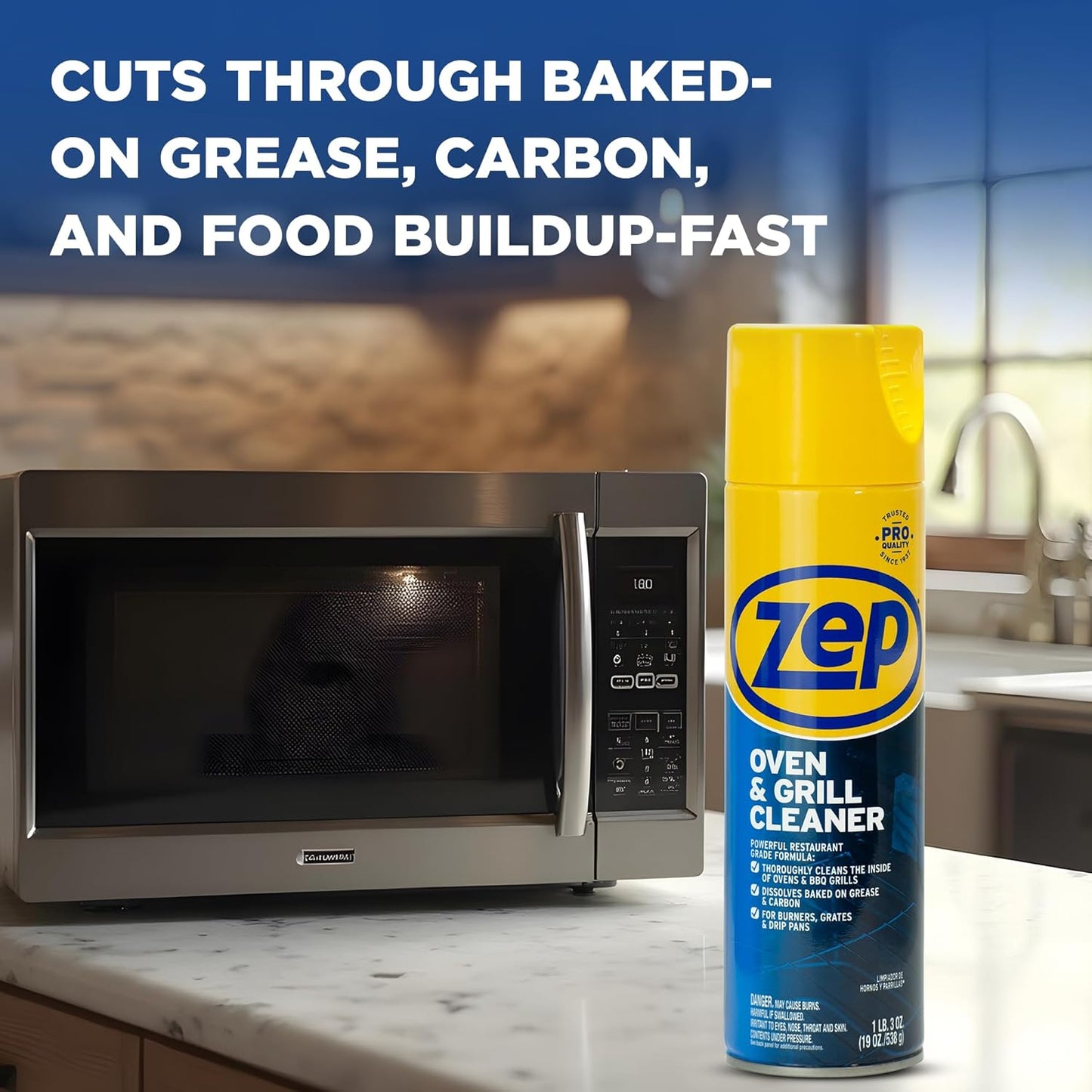 Zep Stainless Steel Cleaner Polish 14 oz (1 unit) & Oven Grill Cleaner 19 oz (1 unit) ECBD004 - Kitchen Cleaning Made Easy for Appliances, Grills, & Ovens