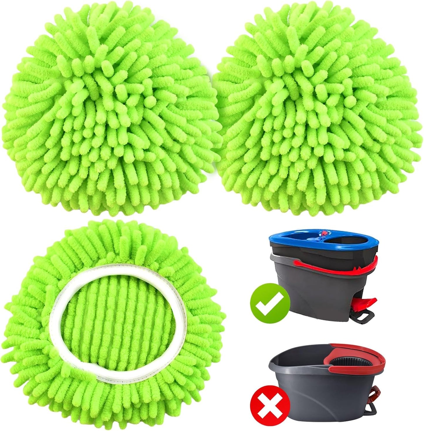 Mop Replace Head for O Cedar, Spin Mop Heads Replacements for Ocedar Easywring 1 Tank Spin Mop, Chenille Duster for Ocedar Mop Include 3 Pack Microfiber Chenille Mop Pad for Ocedar Spin Mop