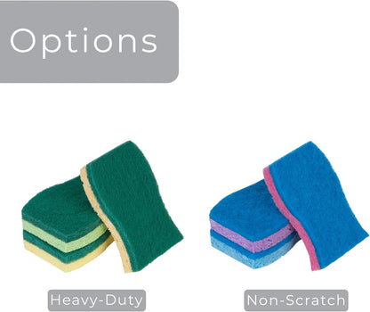 Smart Design Non-Scratch Cellulose Smart Scrub Sponge - Set of 9 - Ultra Absorbent - Ergonomic Shape - Cleaning, Dishes, & Hard Stains - Cool Geometric Pattern - Blue, Pink, Purple