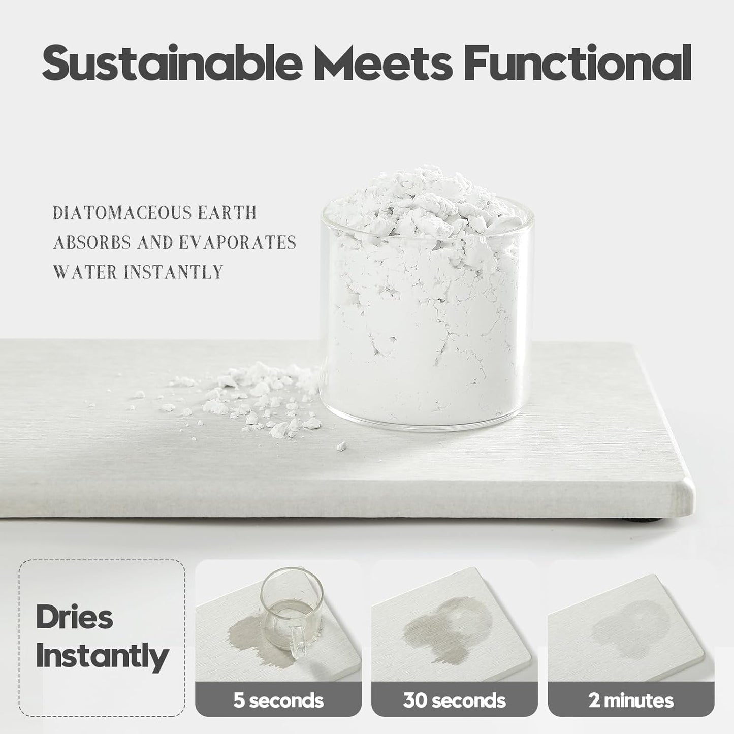 2PCS Water Absorbing Stone Drying Tray for Kitchen Counter & Bathroom Sink, Diatomite Faucet Splash Guard, Soap Dispenser Rack & Sponge Holder Caddy Organizer, Marble White (Printed Pattern), 9"x 3.5"