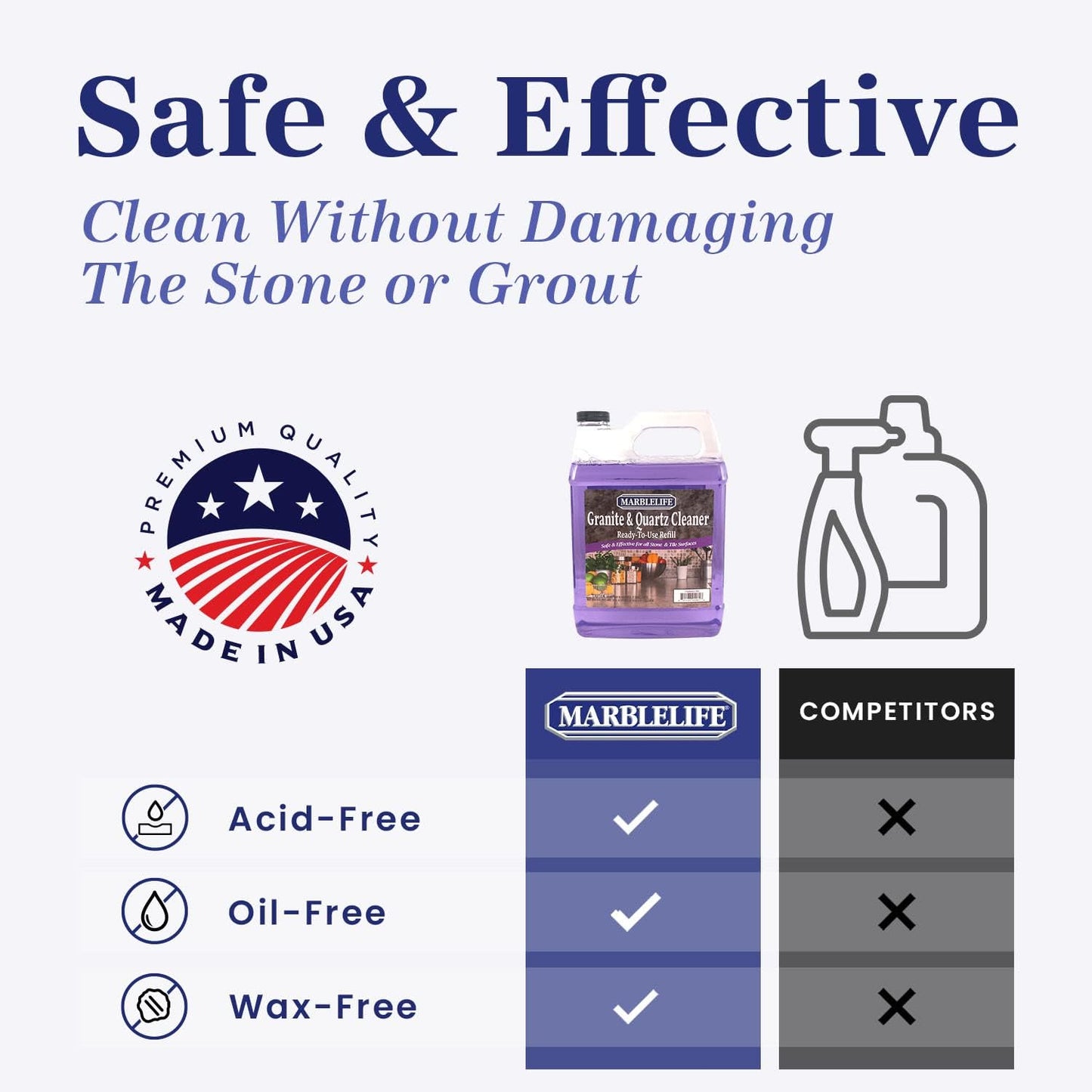 Marblelife Granite & Quartz Cleaner, Safe & Powerful Granite Countertop Cleaner, Oil & Wax Free Quartz Countertop, Effective Stone Care & Cleaning, 32oz Spray