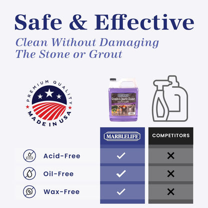 Marblelife Granite & Quartz Cleaner, Safe & Powerful Granite Countertop Cleaner, Oil & Wax Free Quartz Countertop, Effective Stone Care & Cleaning, 32oz Spray