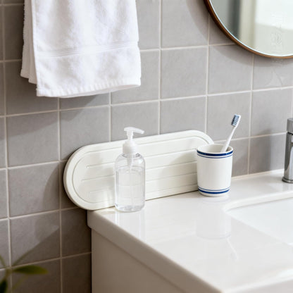 2PCS Water Absorbing Stone Drying Tray Mat for Bathroom Sink & Kitchen Counter Faucet Organizer, Quick Dry Dish Rack Soap Dispenser Sponge Holder, Vanity Sink Caddy Bar Coaster, Ivory White 8“x 4”