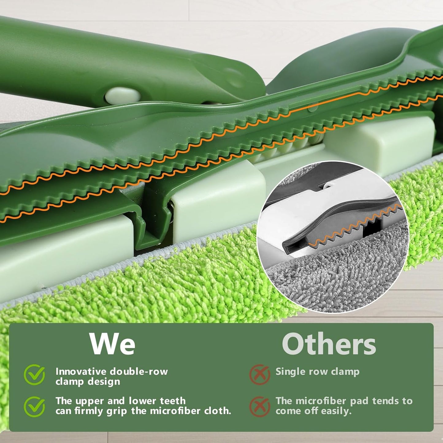 Mops for Floor Cleaning, Masthome Flat Dust Mop with 4 Reusable Pads, 2-Sided Microfiber Dust Mop for Wet & Dry Use, Flat Flip Mops for Hardwood, Laminate, Vinyl,Kitchen, Tile -1 Scraper