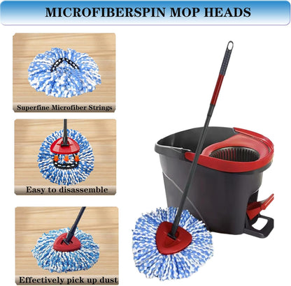 4 Pack Mop Replacement Heads for O-Ceda Mop Replace Head Spin Mop Heads Replacements, Microfiber Spin Mop Refills, Easy Cleaning Mop Head Machine Washable