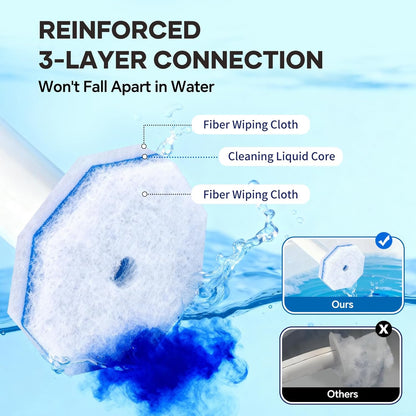 30 Toilet Bowal Wand Refills Fits for Clorox Toilet Brush Wand, Upgrade 3-Layer Disposable Bowl Cleaner Refills for Bathroom Cleaning, 3X Cleaning Power, No Falling Apart