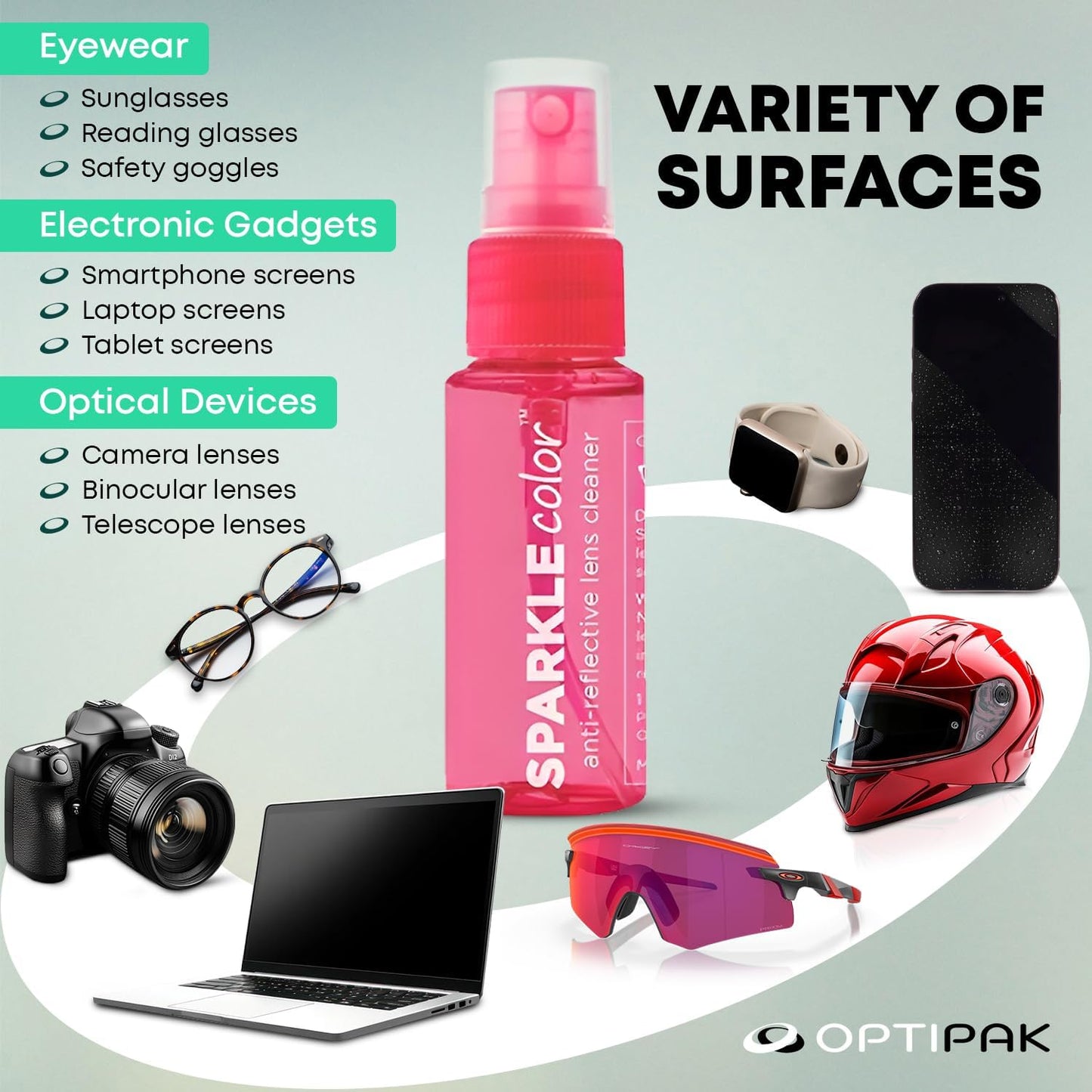 Sparkle Anti-Reflective Safe Lens Cleaner Spray Kit - (2) 1oz Glasses Cleaner Spray & (2) Microfiber Cloth for Eyeglasses, Sunglasses, Lenses, Screens and Camera Cleaning Kit (4 Piece Set)