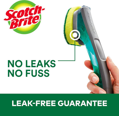 Scotch-Brite Heavy Duty Advanced Soap Control Dishwand Kit, Includes 1 Wand & 5 Refill Pads, Control Soap With A Button, Keep Your Hands Out Of Dirty Water