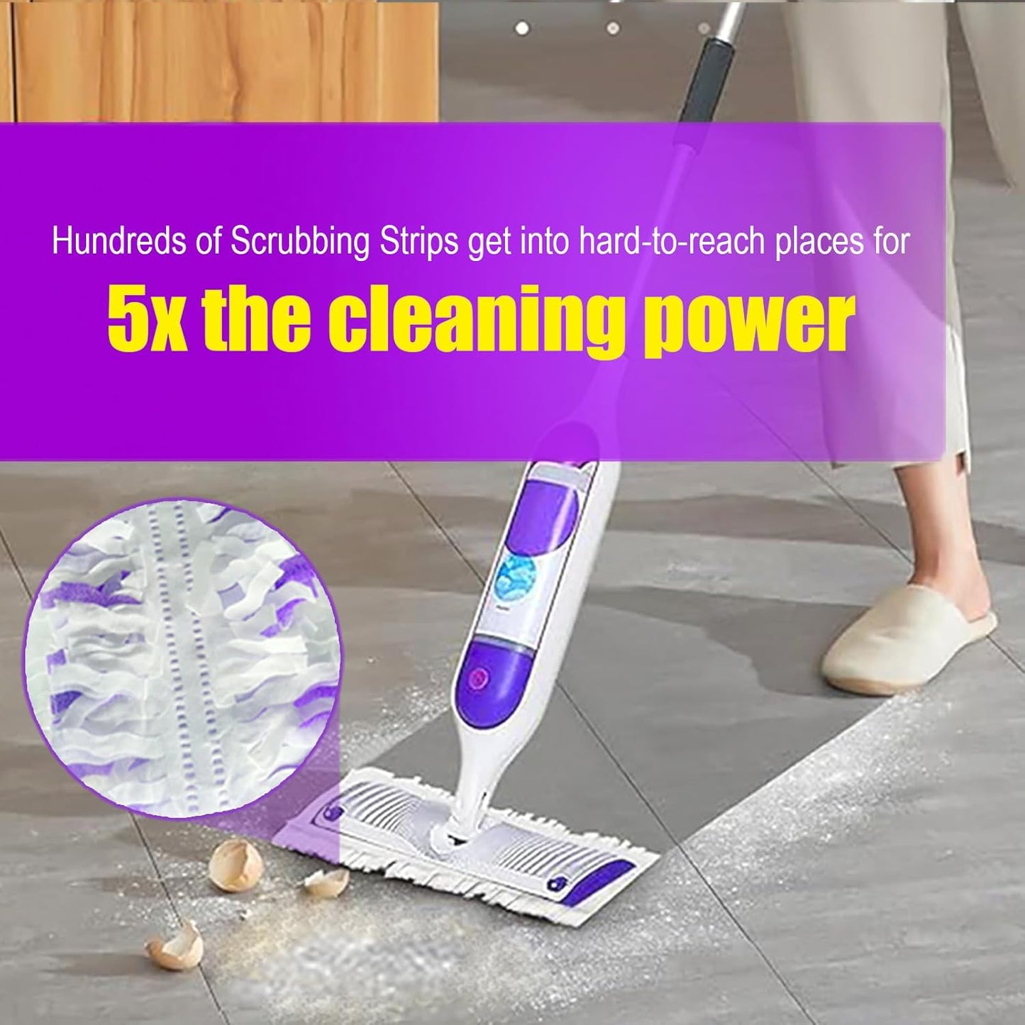 50 Pack Disposable PowerMop Refill Pads for Swiffer Power Mop - 5X Cleaning Power Mop Pads, Compatible with Swiffer Wet Pads Refill, 12 Layers Thickened Durable | Heavy-Duty Absorbent