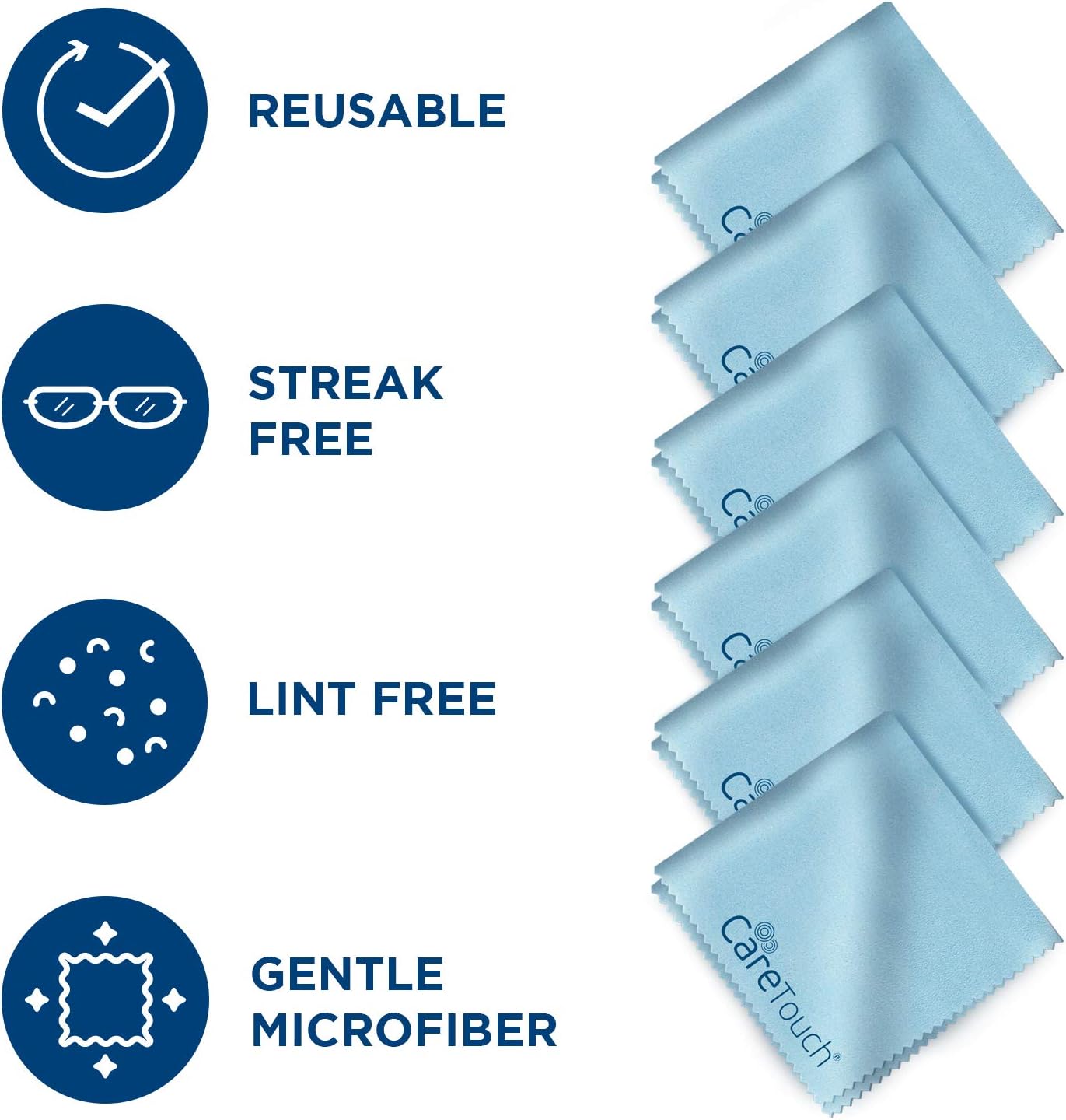 Care Touch Lens Wipes for Eyeglasses- 100 Count Individually Wrapped Pre- Moistened Wipes, 5 x 6 Inch- Camera Lens, Sunglasses and Glasses Cleaner,- Gentle and Portable for Cleaning of Optical Devices