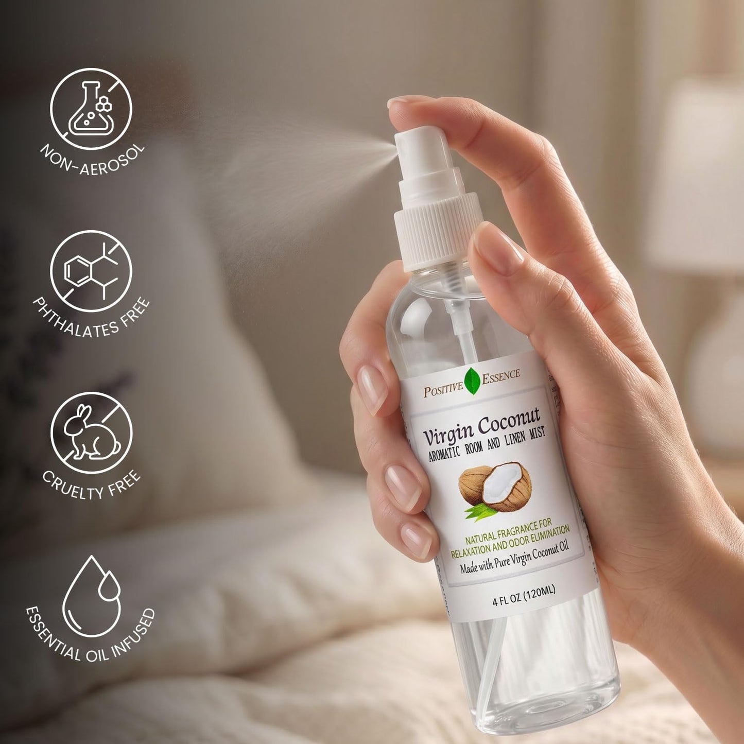 Lavender Room and Pillow Spray, Natural Aromatherapy Sleep Spray with Lavender Essential Oil for Relaxation, Fabric & Bedding Mist, Non-Aerosol Odor Neutralizer