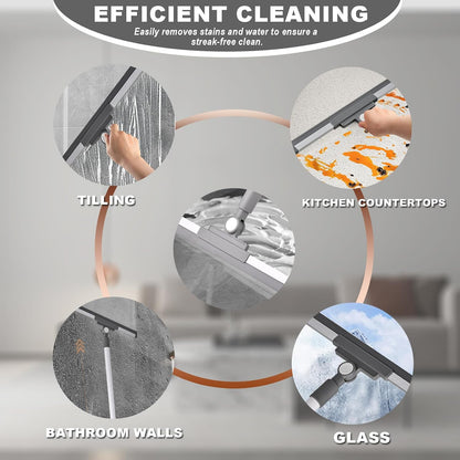 Squeegee Broom for Floor Shower Squeegee with Long Handle Rubber Wiper for Bathroom Tile Shower Glass Car Window Deck Patio Cleaning