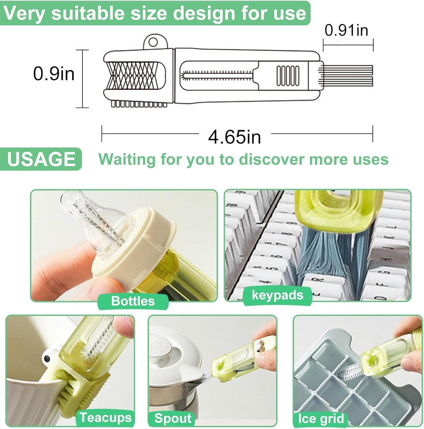 Cup Lid Gap Cleaning Brush, 3 in 1 Cup Lid Brush, Multifunctional Water Bottle Cleaning Brush, Home Kitchen Crevice Brush Tools for Tiny Cup Lid Detail, Bottle Tight Spaces Cup(3 PCS)