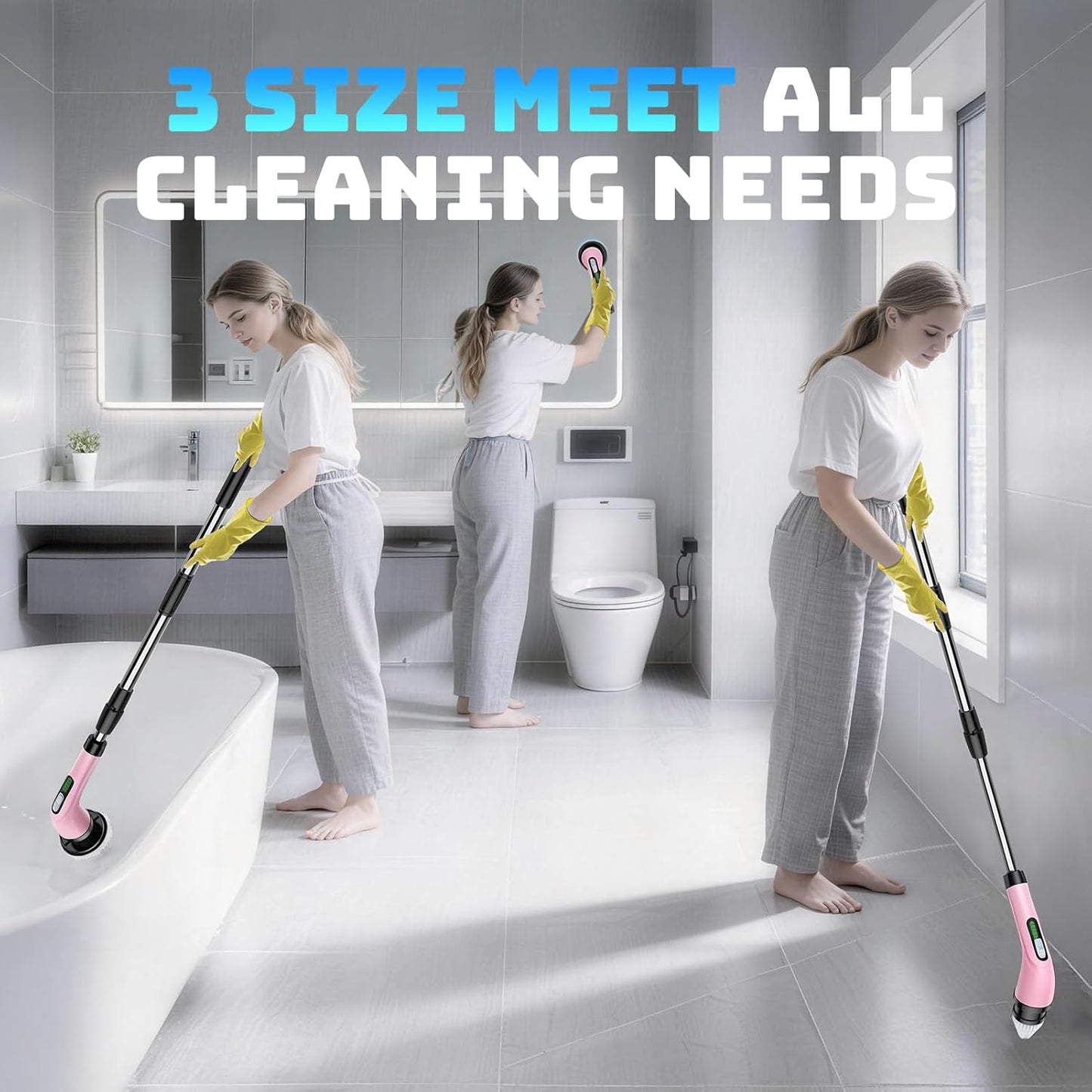 Highyes Electric Spin Scrubber for Cleaning Bathroom: Cordless Power Shower Scrubber - Electric Cleaning Brush for Tile Tub