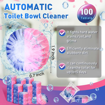 Qualirey 60 Pack Automatic Toilet Cleaner Tablets Toilet Bowl Long Lasting Bathroom Tank Tablets (Blue)