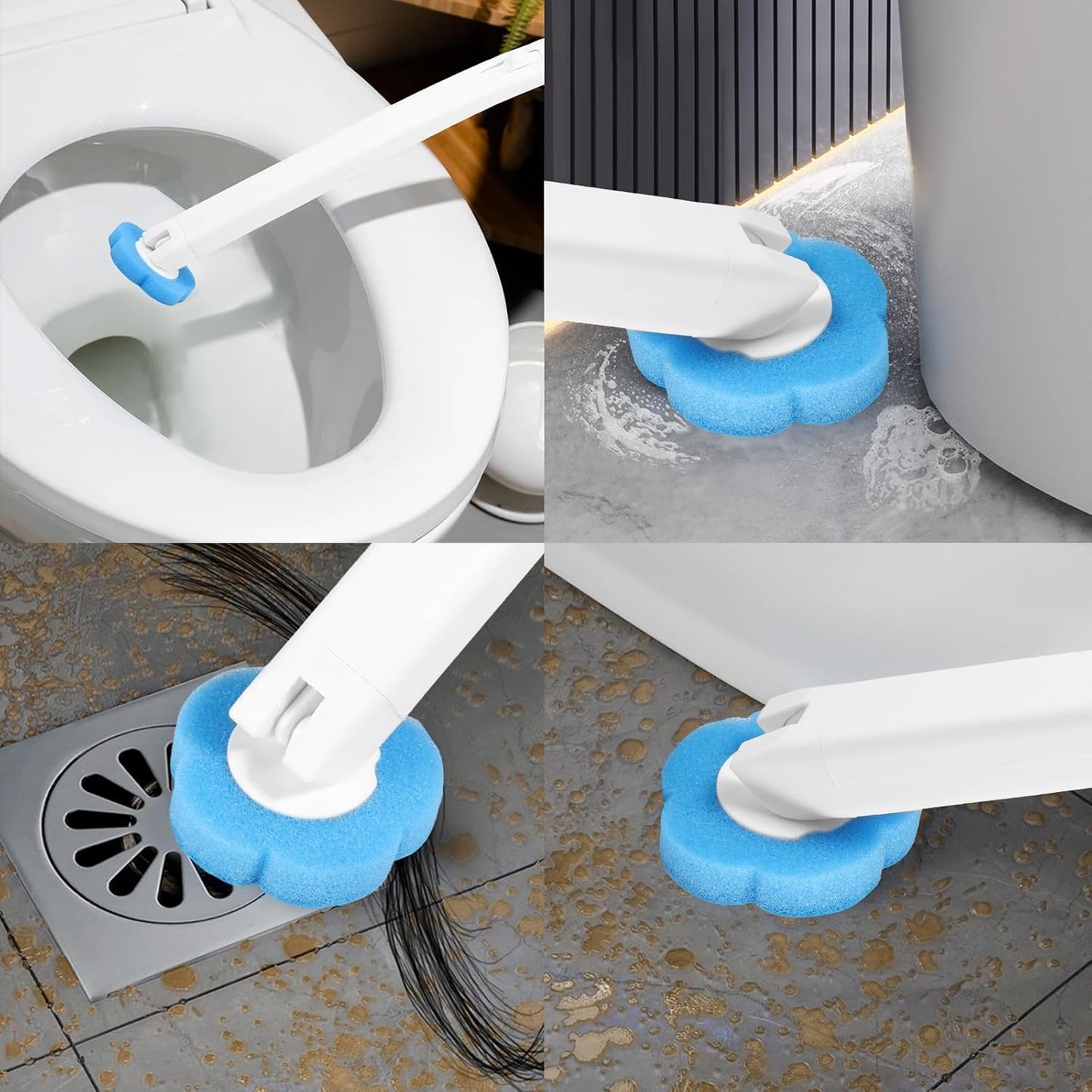 36 Toilet Brush Refills Replacement Heads for Wall Mounted Toilet Cleaning Kit Extended Handle 360 Deep Cleaning Bathroom