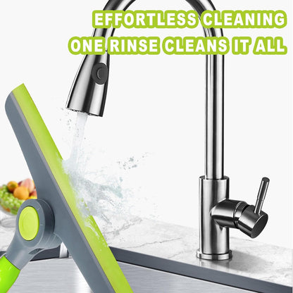 Small Squeegee Silicone Squeegee with Wood Handle Household Cleaner for Mirror Window Car Windshield Shower Door Countertop (Green Wood Handle)