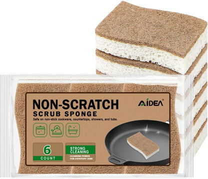 AIDEA XL Sponges Kitchen, 12Count, Non-Scratch Dish Sponges, Large Natural Sponge for Non Stick Cookware, Cellulose Cleaning Sponge for Dishes, Bathroom, Household