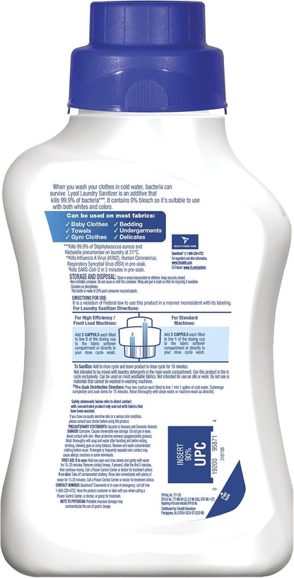 Lysol Disinfectant Laundry Sanitizer & Scent Booster, Laundry Detergent Additive, Color Safe Bleach Alternative, Laundry Odor Eliminator, Kills Bacteria & Viruses, Crisp Linen Scent, 41 Fl Oz Liquid
