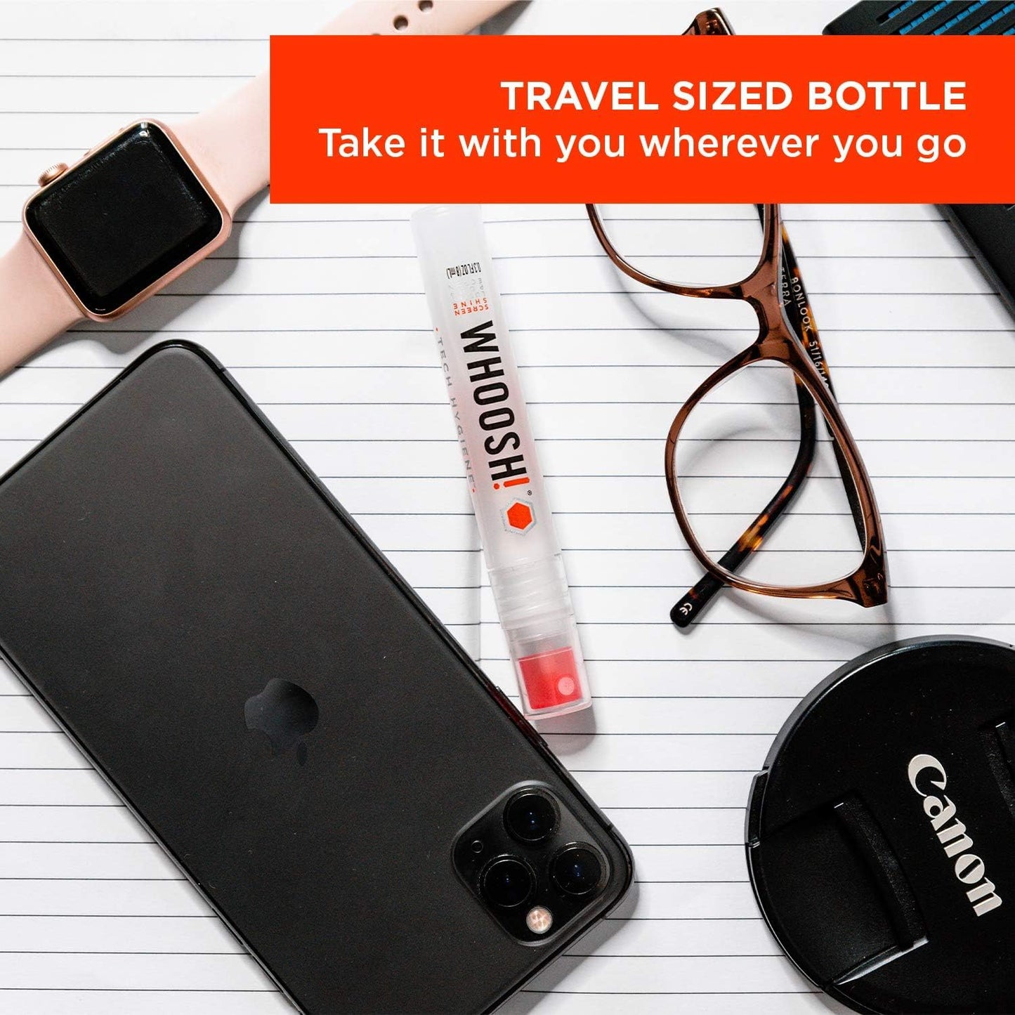 WHOOSH! Screen Shine Duo XL - Screen Cleaner Spray and Wipe for Eyeglasses, Phone & Laptop - Removes Fingerprints - Includes 3.4 oz + 1 oz Leak-Free Bottles & 2 Microfiber Cloths for Home & Travel