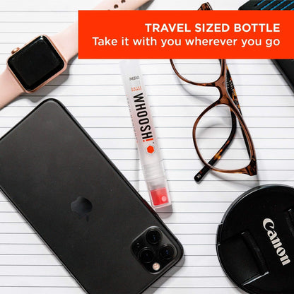 WHOOSH! Screen Shine Duo XL - Screen Cleaner Spray and Wipe for Eyeglasses, Phone & Laptop - Removes Fingerprints - Includes 3.4 oz + 1 oz Leak-Free Bottles & 2 Microfiber Cloths for Home & Travel