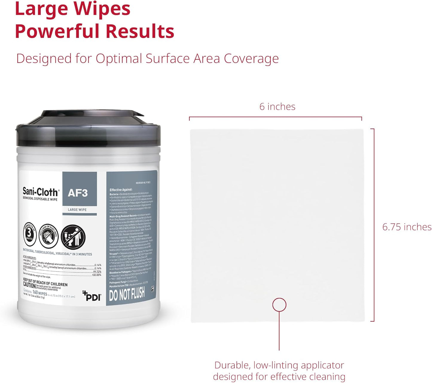 Sani-Cloth AF3, Surface Disinfecting Wipes, Fragrance Free, Alcohol-Free, Large Canister, 160 Wipes