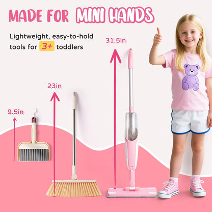 Toddler Spray Mop-Montessori Toys Mini Size Cleaning Mini Mop that Really Spray -Kid Pretend Play Toys Gift for Toddlers Girls Boys