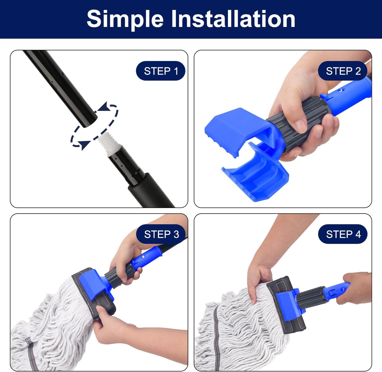 KeFanta Commercial Mop Heavy Duty Industrial Mop with Long Handle,60" Looped-End String Wet Cotton Mops for Floor Cleaning,Home,Kitchen,Office,Garage and Concrete/Tile Floor