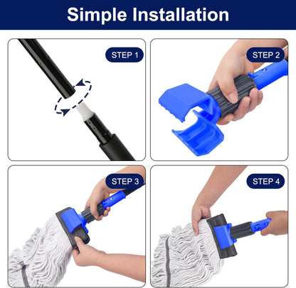 KeFanta Commercial Mop Heavy Duty Industrial Mop with Long Handle,60" Looped-End String Wet Cotton Mops for Floor Cleaning,Home,Kitchen,Office,Garage and Concrete/Tile Floor
