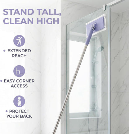 2026 Upgraded Snap Grip Mini Mop, Zero Touch Mini Mops, Cloth Changing Mini-Mop with Automatic Hands Free Push Pull Handle, Disposable Dust Mop, with 5 Non Scratch Wire dishcloths (45.3in+10cloths)
