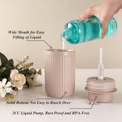 BosilunLife Dish Hand Soap Dispenser - Liquid Pump Soap Dispenser for Bathroom Decro 12oz Ceramic Kitchen Dish Dispenser with Rust-Proof Liquid Pump Modern Refillable Lotion Bottles