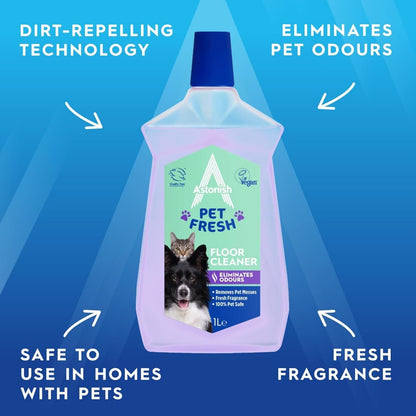 Astonish Peony Bloom Floor Cleaner – Concentrated Floral Mop Solution With Dirt Repelling Technology – Multi Surface Cleaner For Tiles, Laminate, Vinyl & Sealed Wood Floors – 1L Bottle