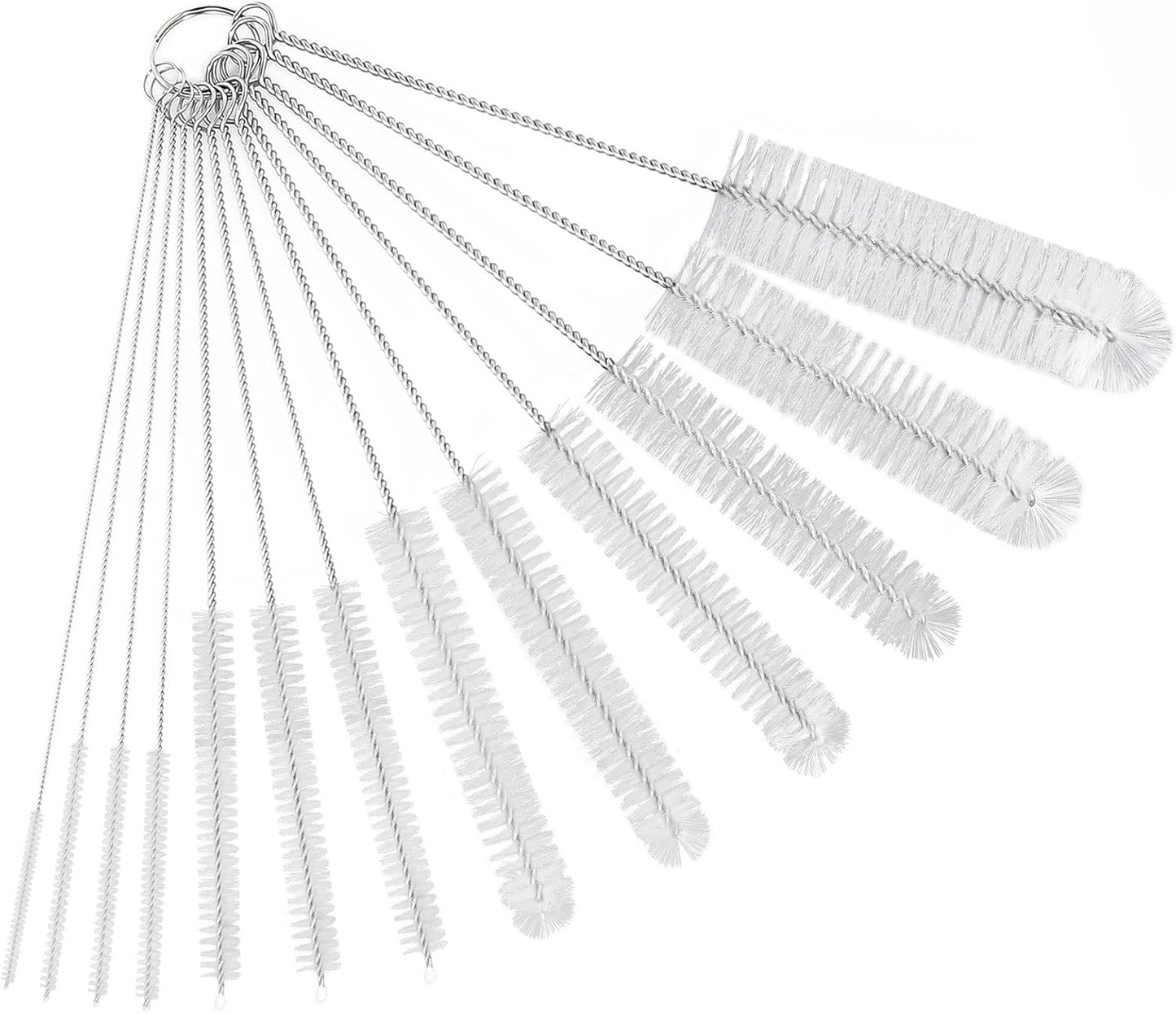 CiaraQ Bottle Cleaning Brushes, 8 Inch Nylon Tube Brush Set, Cleaner for Narrow Neck Bottles Cups with Hook, Set of 10pcs