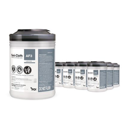 PDI Sani-Cloth AF3 Alcohol & Fragrance Free Disinfecting Wipes, 12 Pack, 160 Wipes Each, Multi-Surface Germicidal Cleaning, Large, 6" x 6.75" Size (Pack of 1920)