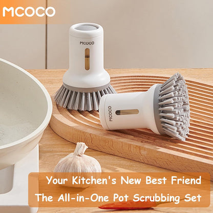 Soap Dispensing Palm Brush Scrub Brush with Soap Dispenser Palm Dish Brush Soap Dispenser Brush Dish Scrub Brush for Kitchen Cleaning, Pan, Pot, Sink 2 Pack Yellow