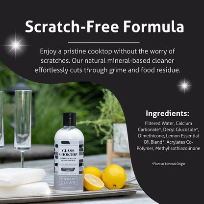 Therapy Glass Cooktop Cleaner Bundle with Microfiber Cloth - Glass Stove Top Cleaner and Polish for Ceramic, Electric, Induction and Flat Top Surfaces