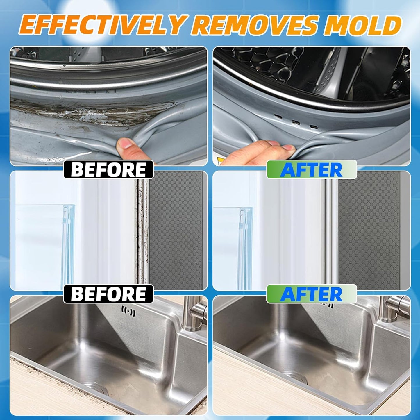 Mold Stain Cleaner Gel, 8 Fl oz Washing Machine Cleaner for Pools, Toilets, Doors and Windows, All-Purpose Household Remover Gel for Washing Machine Seal, Bathroom Grout, Shower Caulk, Tile, Sink