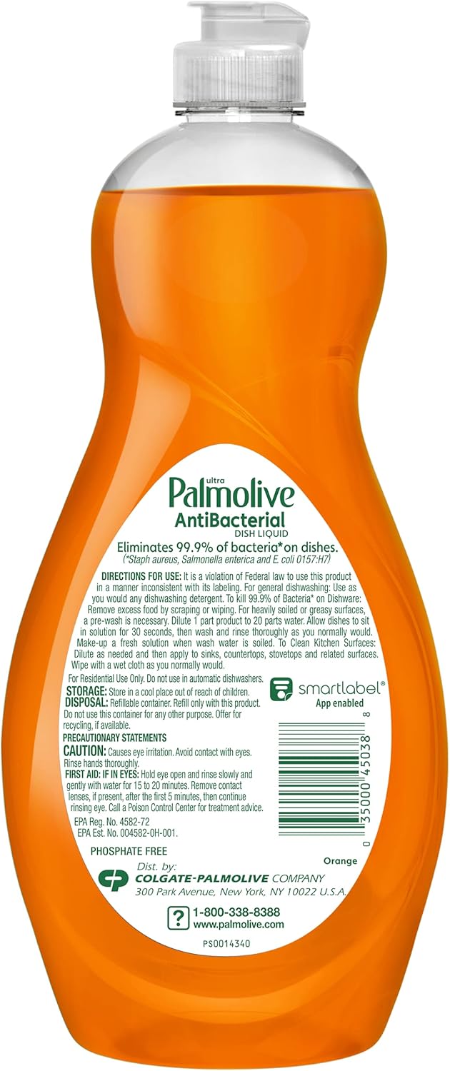Palmolive Ultra Dish Liquid, Orange, Antibacterial, 32.5 Fl Oz (Pack of 1)