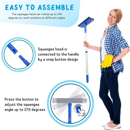 Shower Squeegee for Glass Door, 10'' Rubber Water Wiper for Bathroom Tile and Mirror, Clear Plastic Window Cleaner Tool, 2 Pack