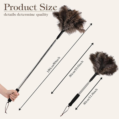 Natural Ostrich Feather Duster 14.9 inch Fluffy Mini Dusters with Plastic Handheld for Cleaning Car Keyboard Office 1 Pcs