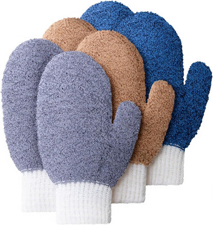 3 Pairs Microfiber Dusting Mitt Household Cleaning Gloves Leaf Cleaning Gloves Washable Reusable for Blinds, Windows, Plants, Furniture Clean