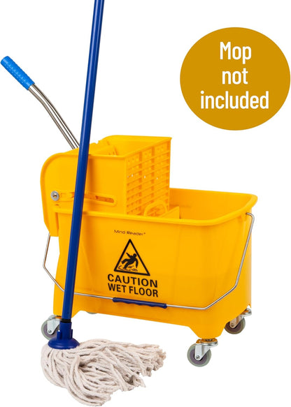 Mind Reader Mop and Bucket Set with Wringer, Mop Included, 5.5 Gallon Cleaning System with Wheels, Upward Press Wringer, Small Mop Compatible