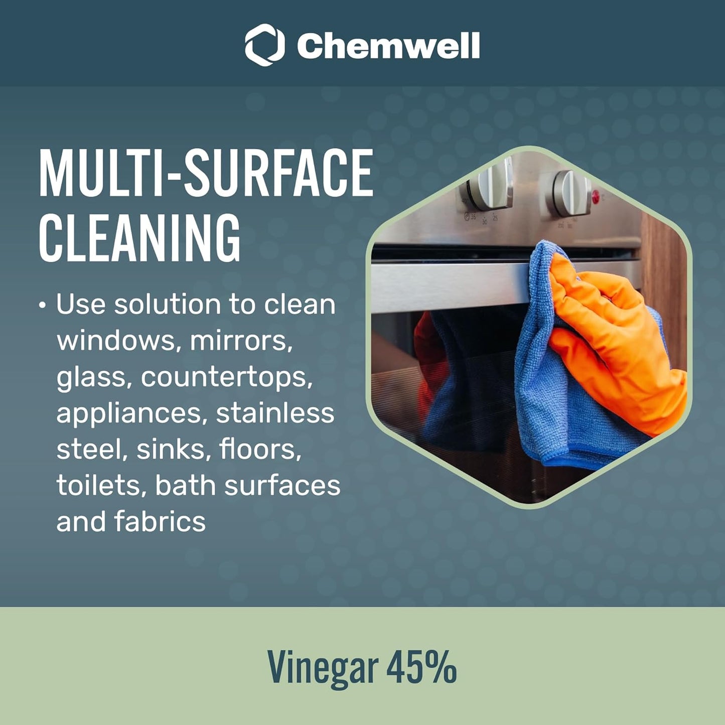 Chemwell 99% Vinegar (32 fl oz) - General Purpose All-Natural Multi-Surface Cleaner for Home, Patio & Commercial - High Performance, Powerful Concentrated Acetic Acid - Made in USA
