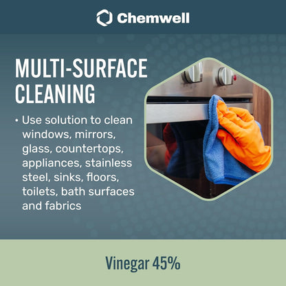 Chemwell 99% Vinegar (32 fl oz) - General Purpose All-Natural Multi-Surface Cleaner for Home, Patio & Commercial - High Performance, Powerful Concentrated Acetic Acid - Made in USA