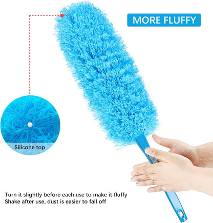 Rainbow Extendable Static Duster Reusable Microfiber Duster with 100" Telescoping Pole, Beandable and Washable Dusters Head for Cleaning Ceiling, Fan, Furniture