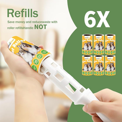 Extra Sticky Lint Roller for Pet Hair, 600 Sheets with 2 Reinforced Handles, Heavy Duty Lint Roller for Clothes, Couch, Furniture & Car