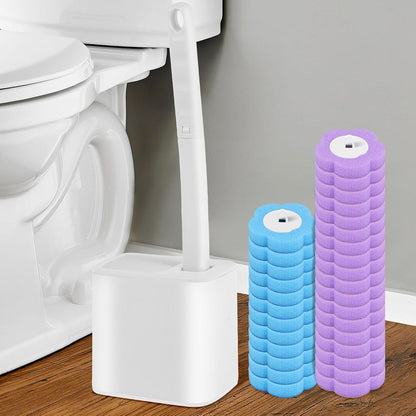 72PCS Disposable Toilet Cleaning Brush Wand Cleaner Refills, Contains Only the Brush Head, Disposable Toilet Cleaning Pads, Bathroom Toilet Bowl Brush and Holder Set (Refills)