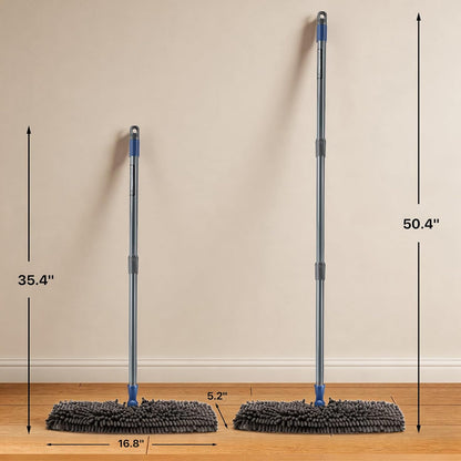 Mops for Floor Cleaning, Masthome Flat Dust Mop with 4 Reusable Pads, 2-Sided Microfiber Dust Mop for Wet & Dry Use, Flat Flip Mops for Hardwood, Laminate, Vinyl,Kitchen, Tile -1 Scraper